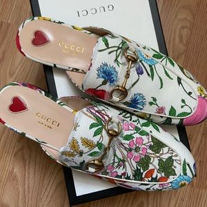 Gucci Floral Princetown Slippers